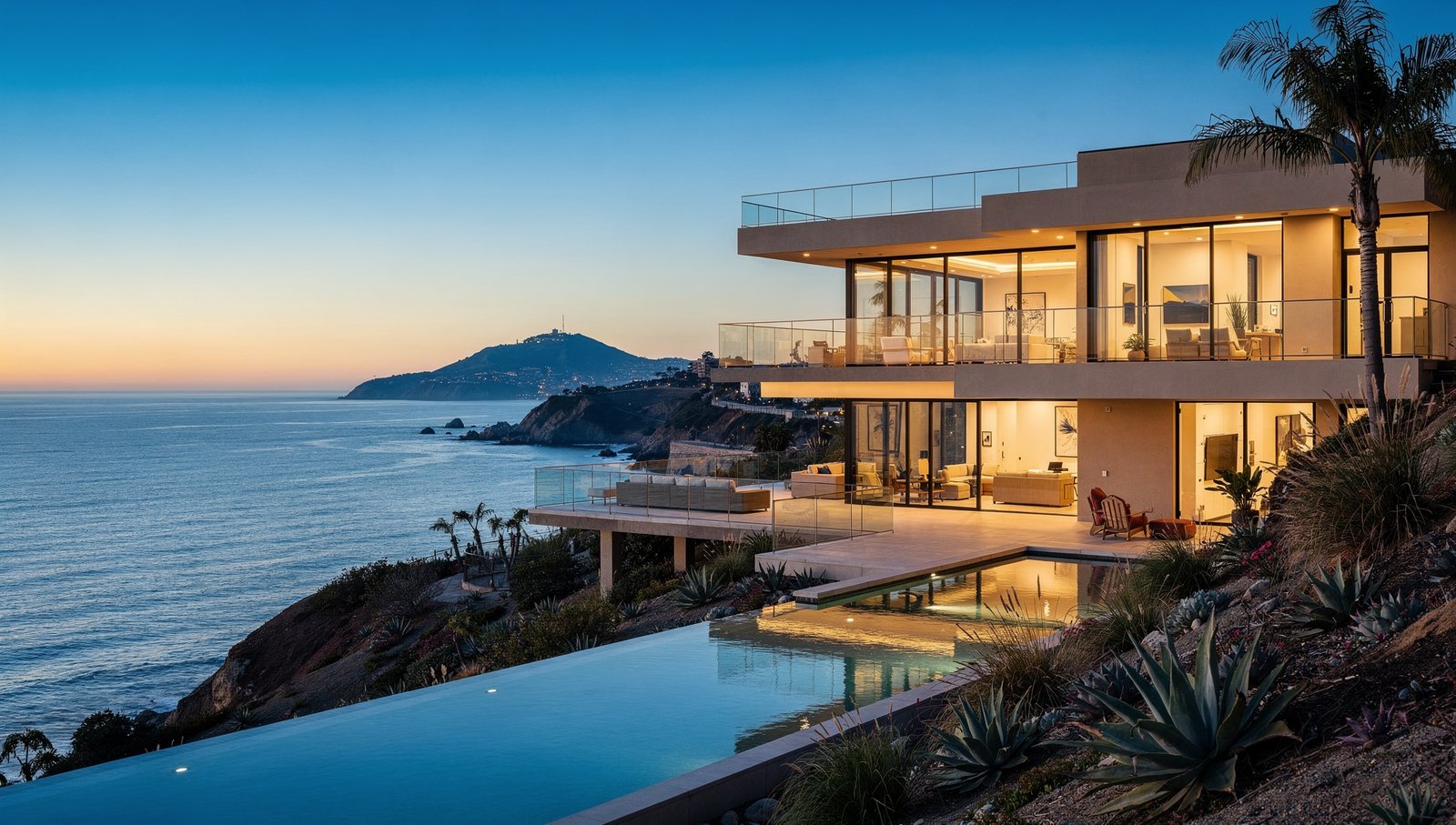La Jolla architectural rendering of a contemporary coastal home overlooking the Pacific
